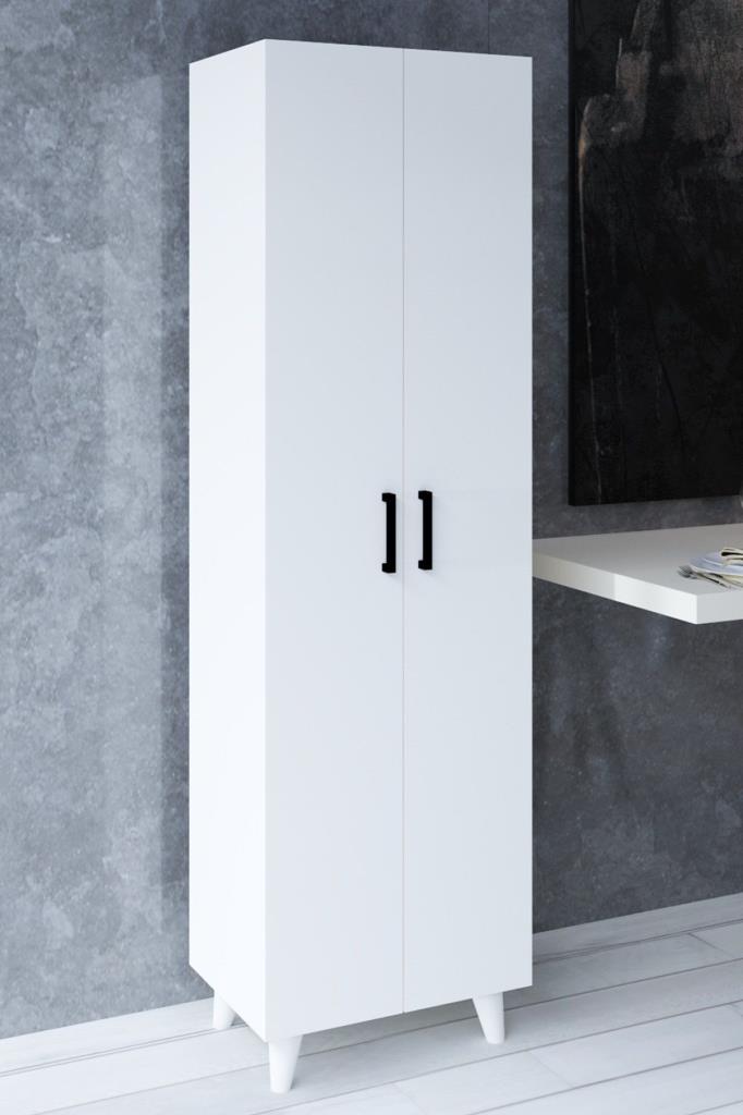 5 Raflı 2 Kapaklı 14R Çok Amaçlı Dolap Erzak Dolabı Banyo Dolabı Kiler Dolabı Beyaz