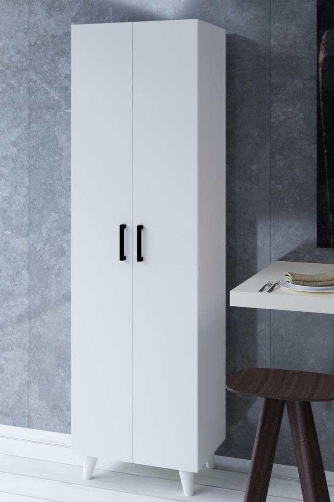 5 Raflı 2 Kapaklı 14R Çok Amaçlı Dolap Erzak Dolabı Banyo Dolabı Kiler Dolabı Beyaz