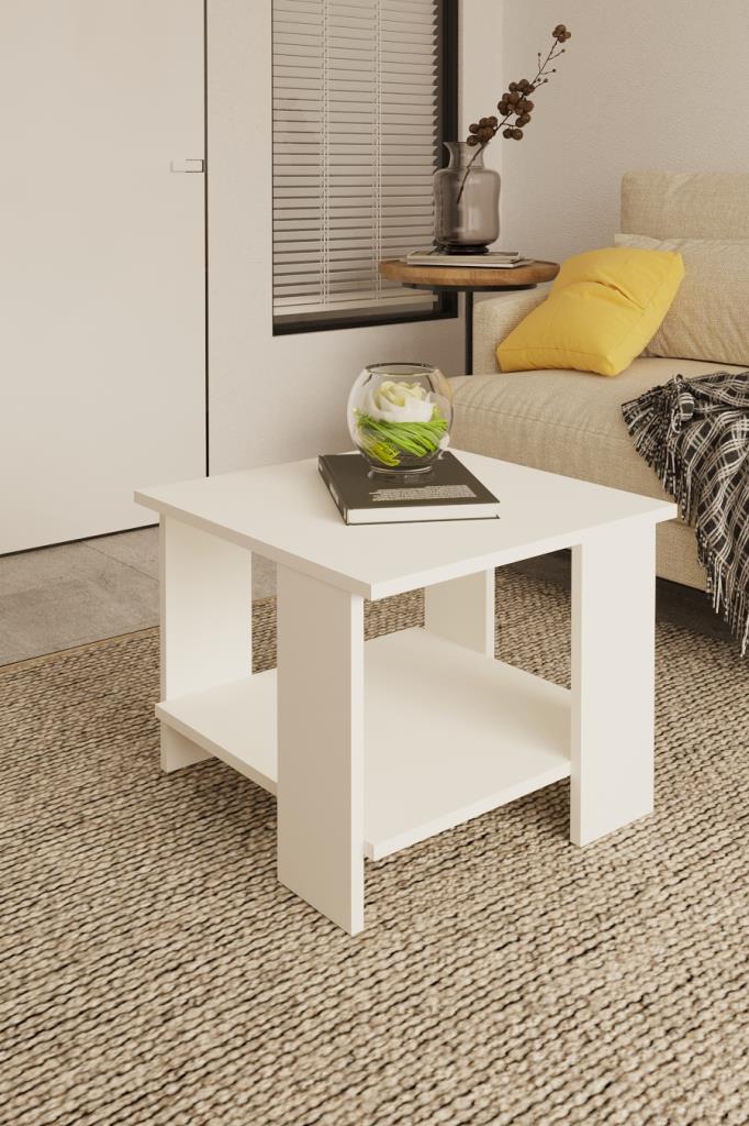 Line Orta Sehpa 55*55 Çok Amaçlı Sehpa Beyaz