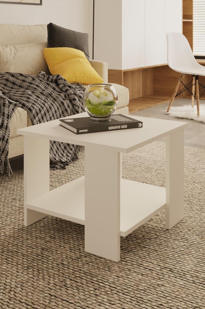 Line Orta Sehpa 55*55 Çok Amaçlı Sehpa Beyaz